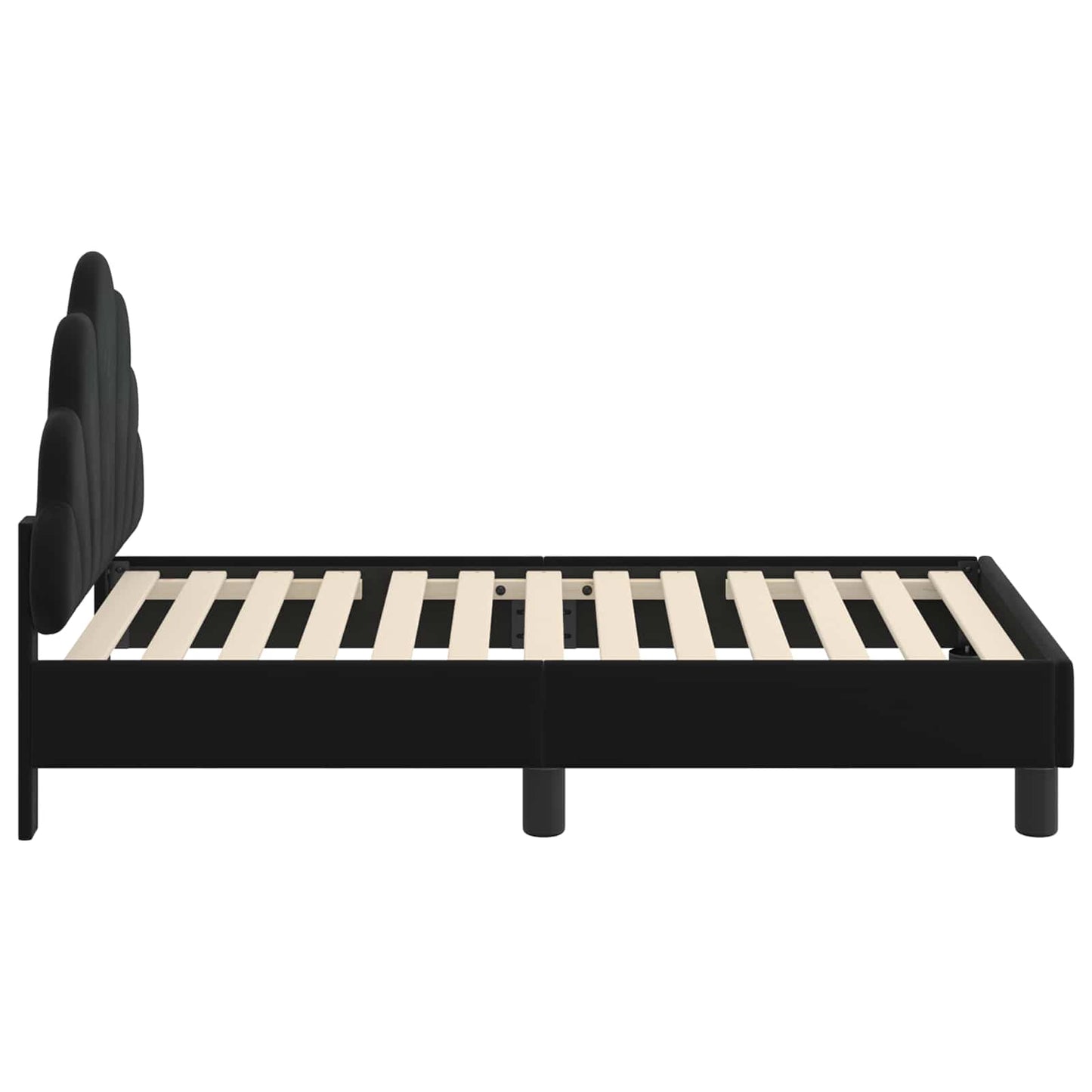 Gyerekágy keret fejtámlával Fekete 70 x 140 cm Bársony