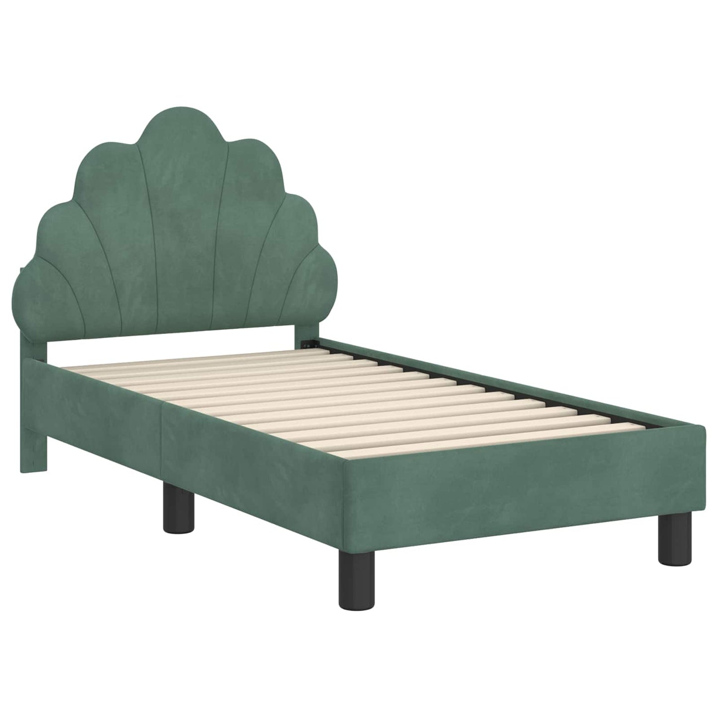 Gyerekágy keret fejtámlával Tengeri Zöld 70 x 140 cm Bársony