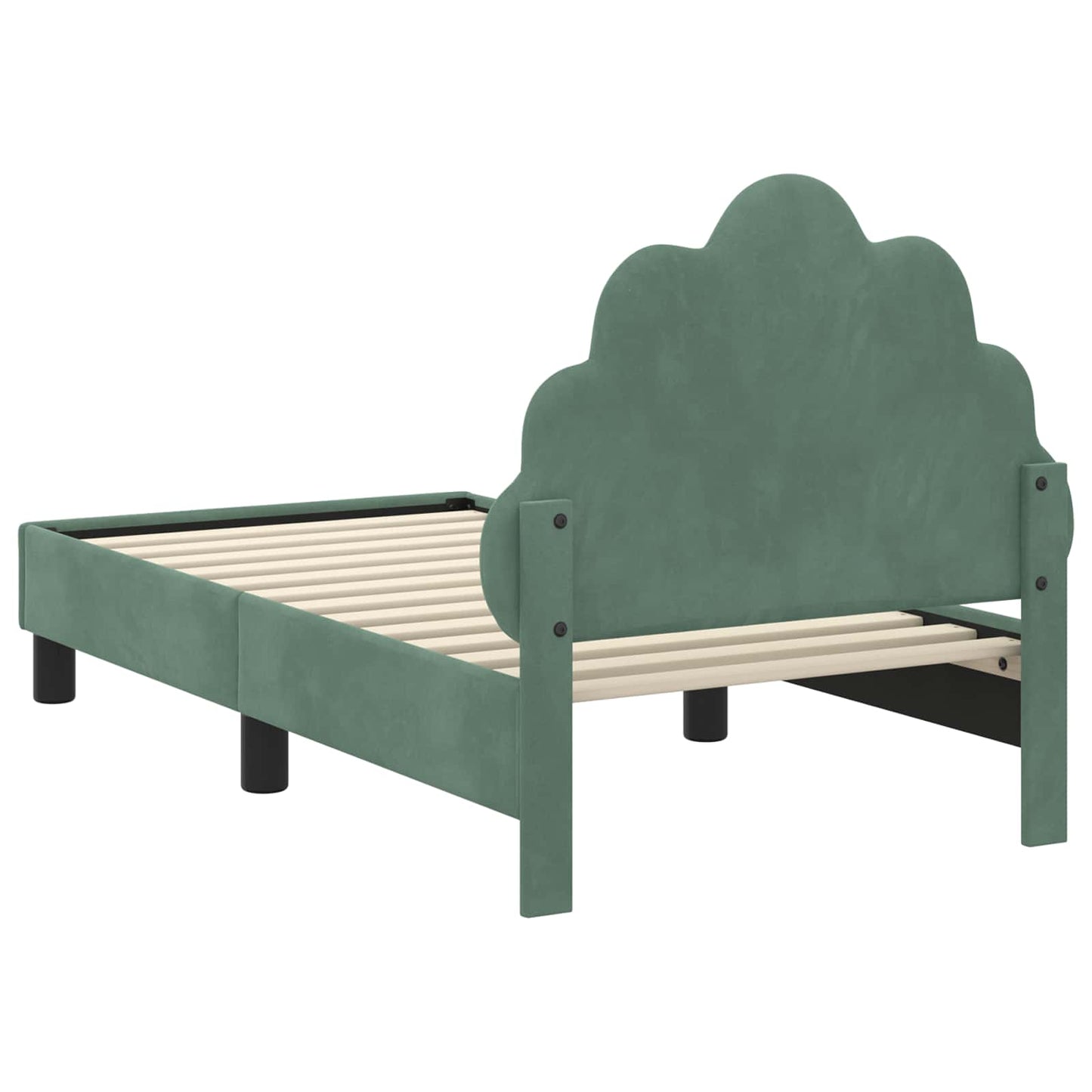 Gyerekágy keret fejtámlával Tengeri Zöld 70 x 140 cm Bársony