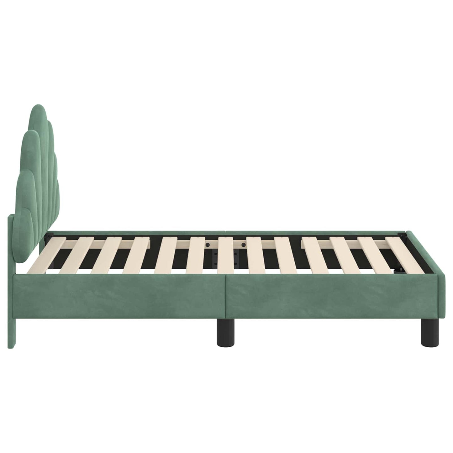 Gyerekágy keret fejtámlával Tengeri Zöld 70 x 140 cm Bársony