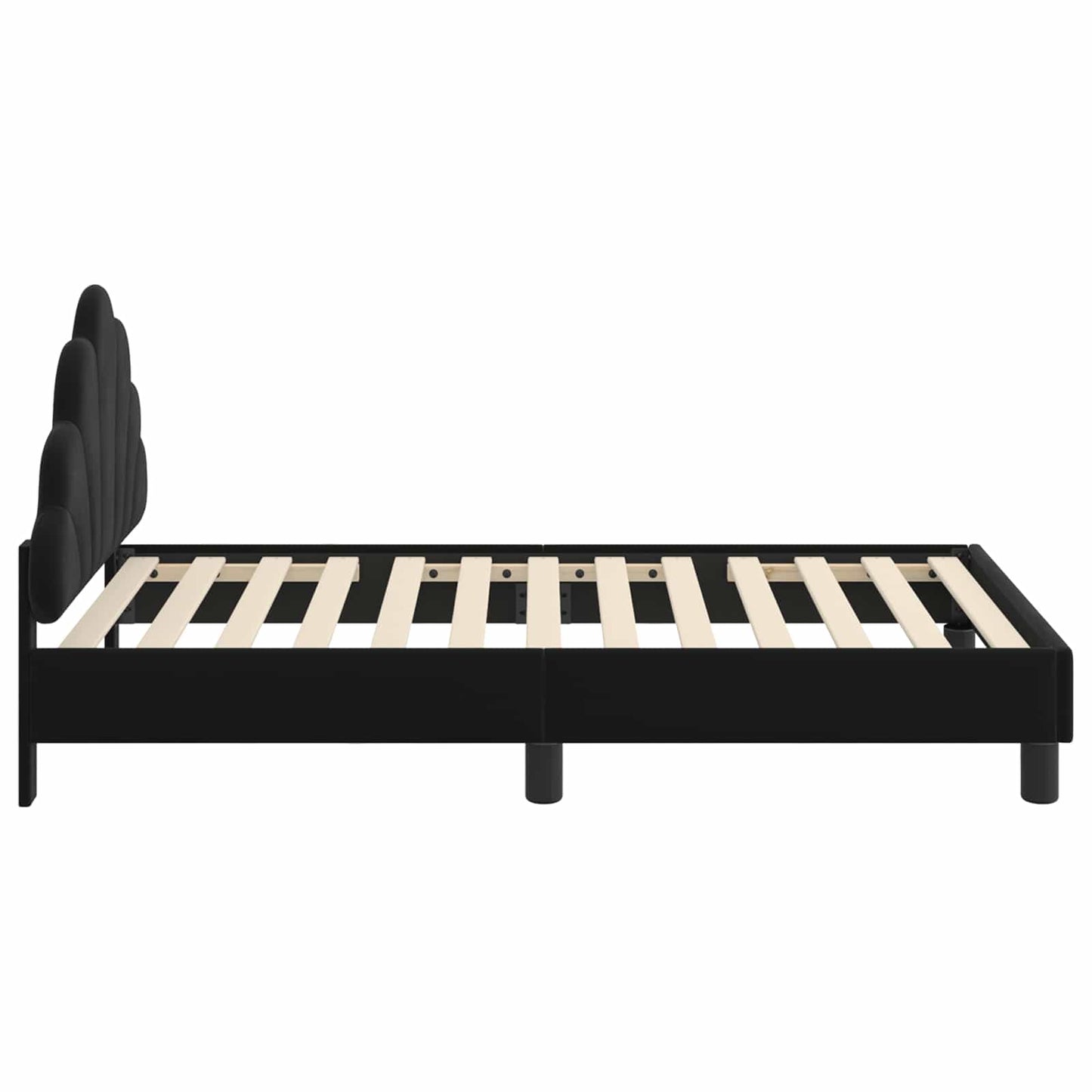 Gyerekágy kerettel fejtámlával Fekete 80 x 160 cm Bársony