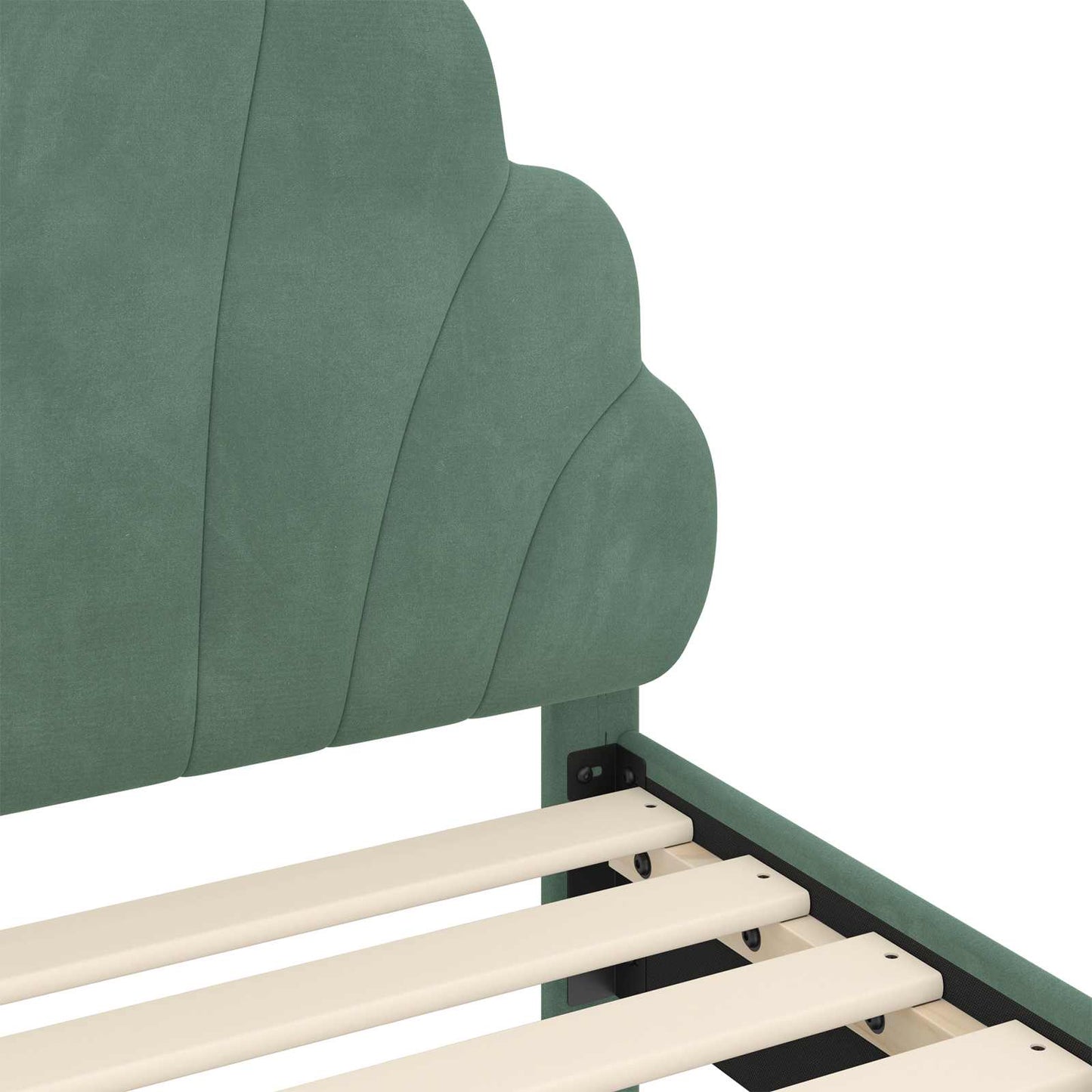 Gyerekágy kerettel fejtámlával Tengeri Zöld 80 x 160 cm Bársony