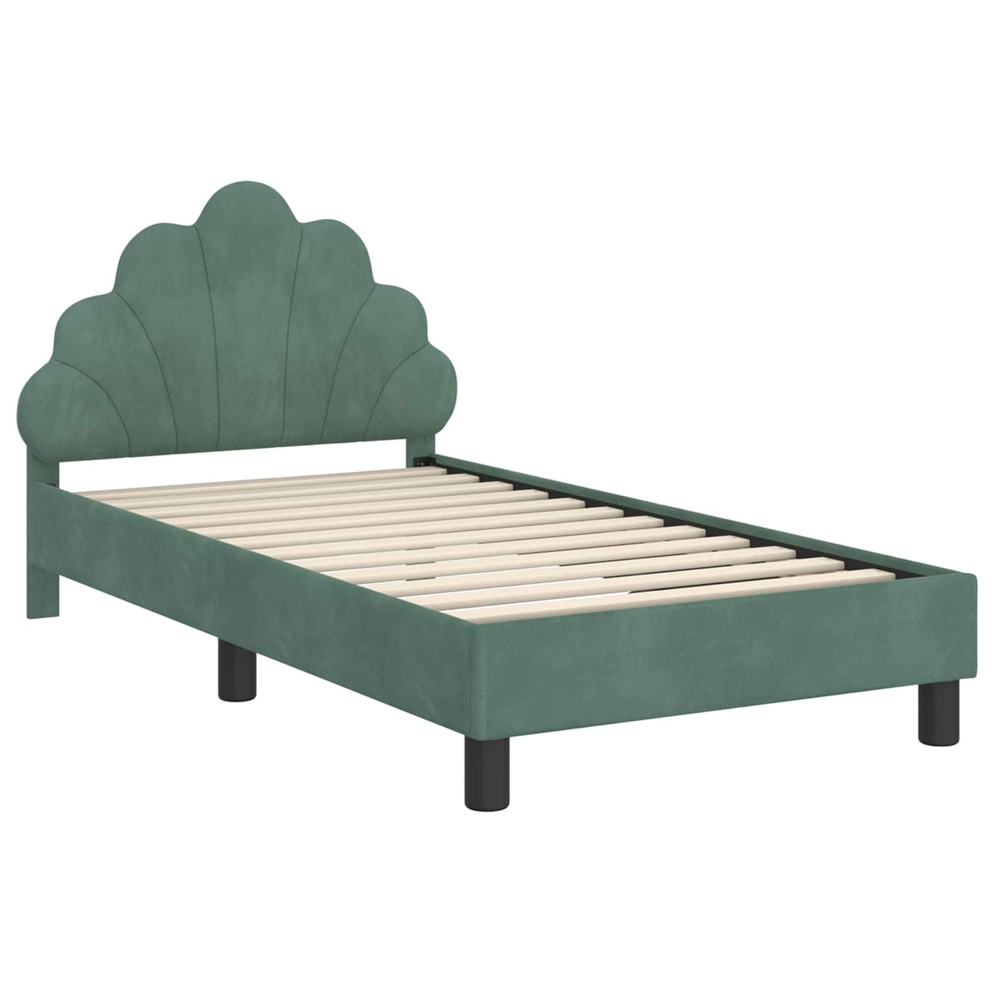 Gyerekágy kerettel fejtámlával Tengeri Zöld 80 x 160 cm Bársony