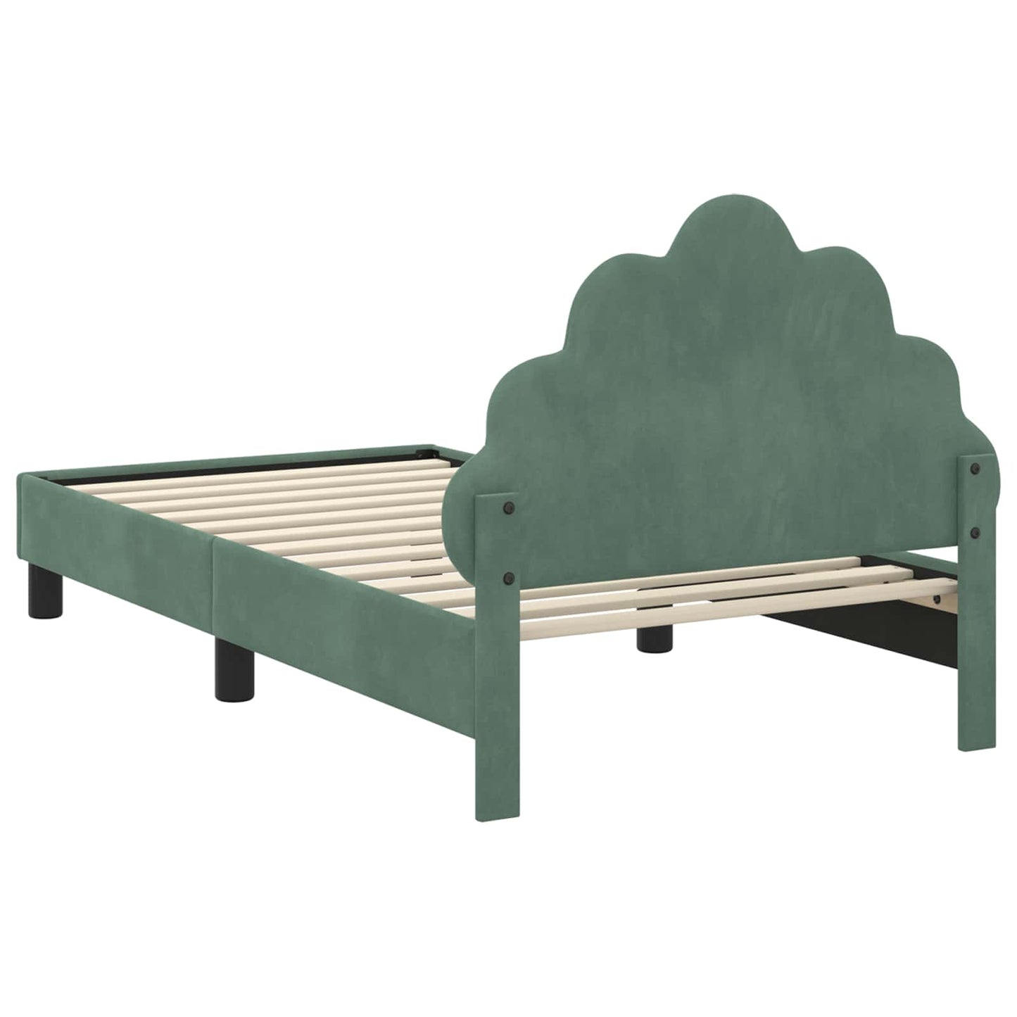 Gyerekágy kerettel fejtámlával Tengeri Zöld 80 x 160 cm Bársony