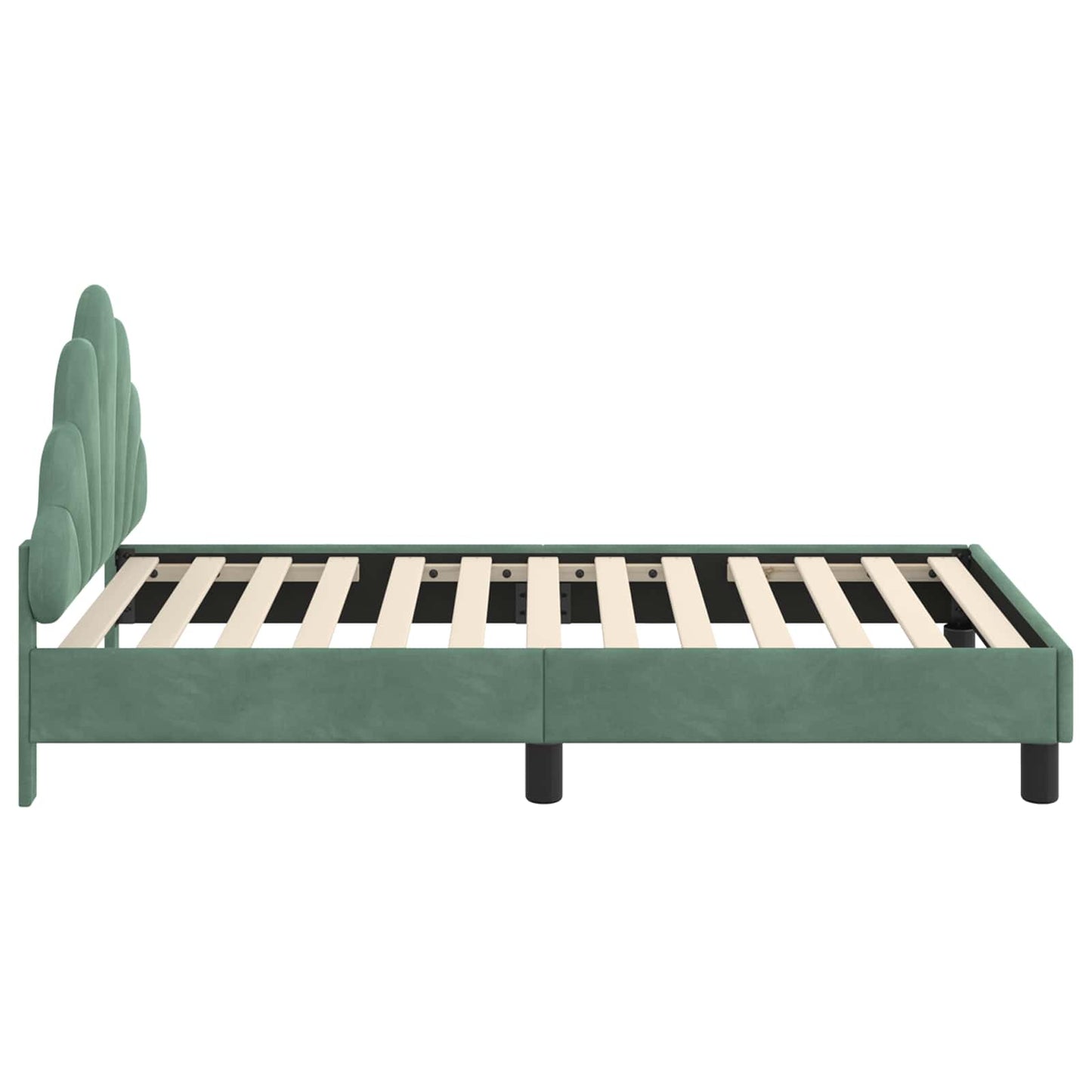 Gyerekágy kerettel fejtámlával Tengeri Zöld 80 x 160 cm Bársony