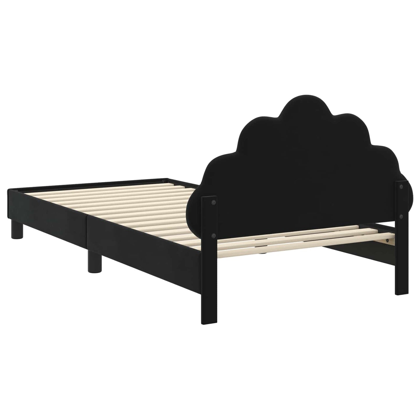 Gyerekágy kerettel fejtámlával Fekete 80 x 200 cm Bársony
