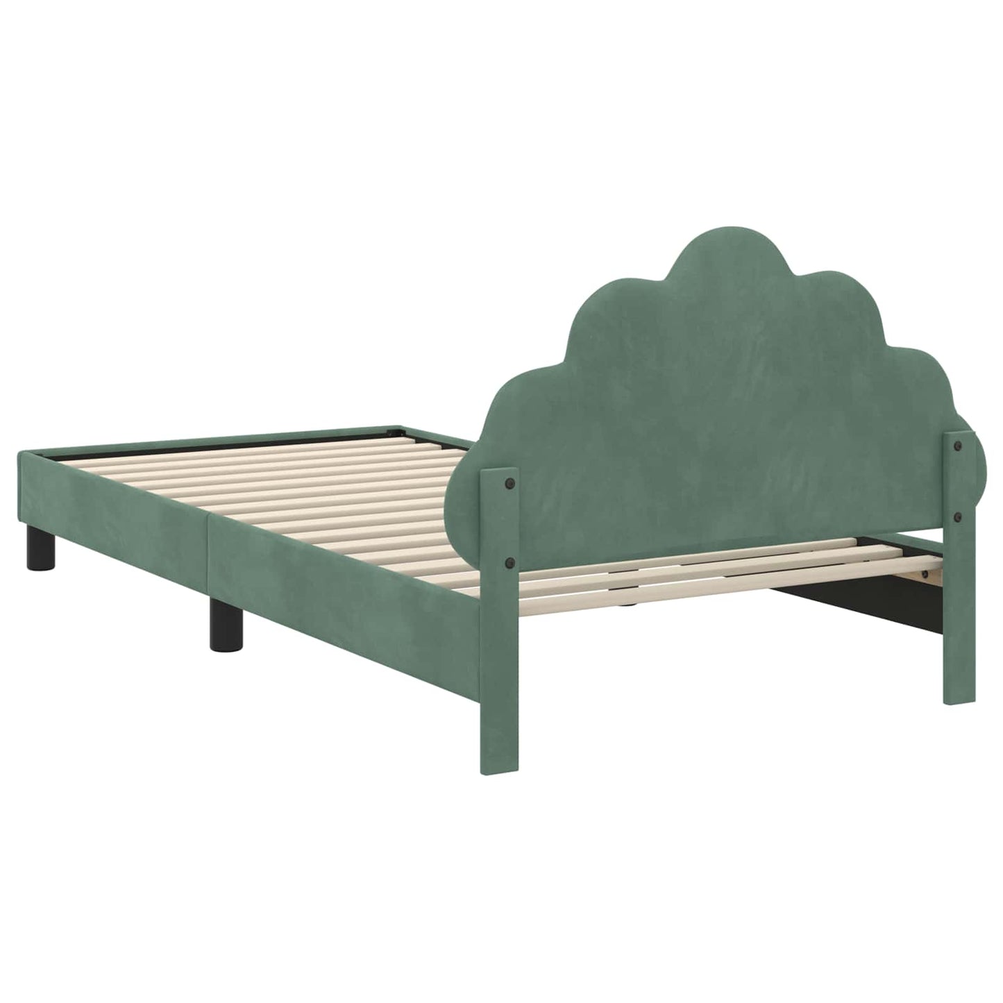 Gyerekágy kerettel fejtámlával Tengeri Zöld 90 x 190 cm Bársony