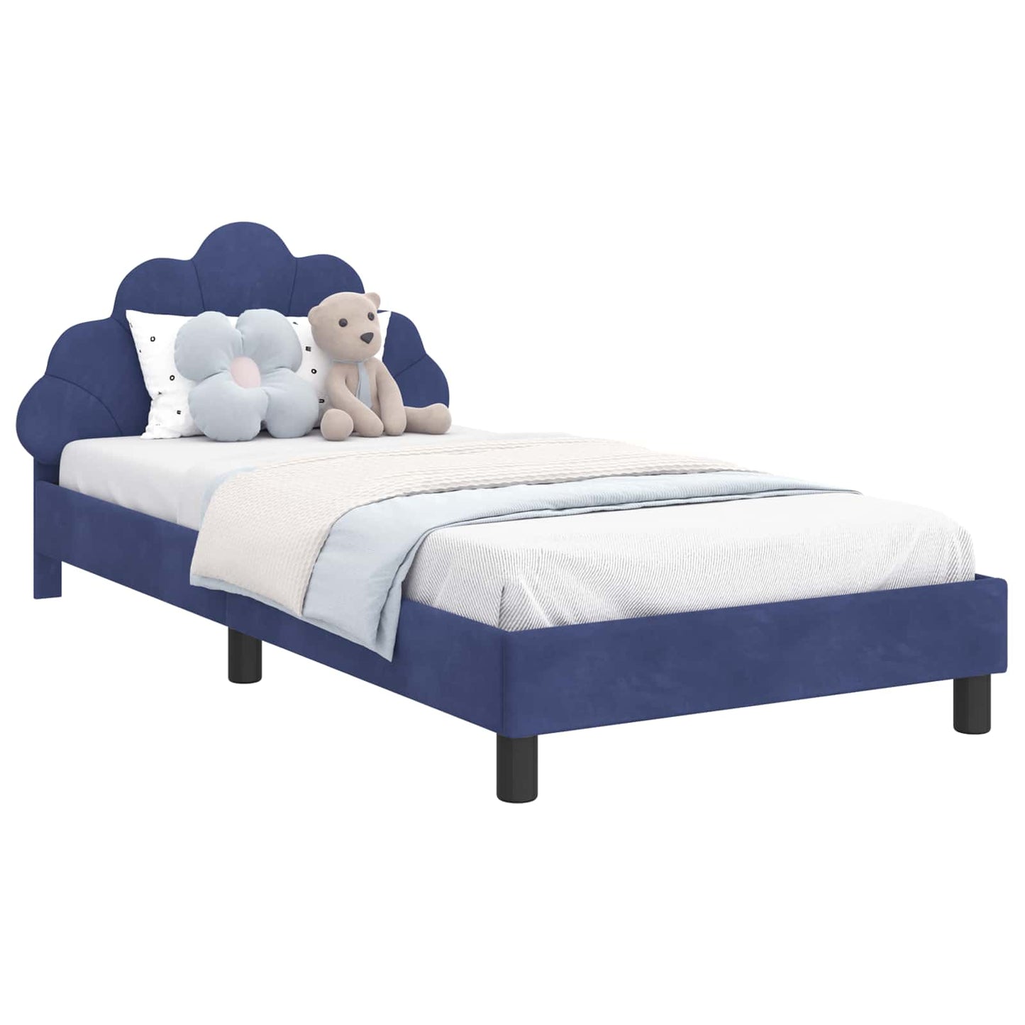 Gyerekágy kerettel Rendőrségi kék 90 x 190 cm Bársony