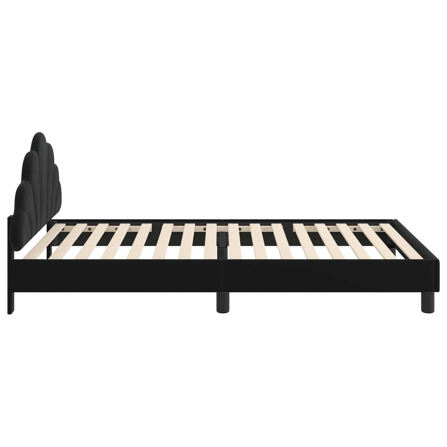 Gyerekágy kerettel fejtámlával Fekete 90 x 200 cm Bársony