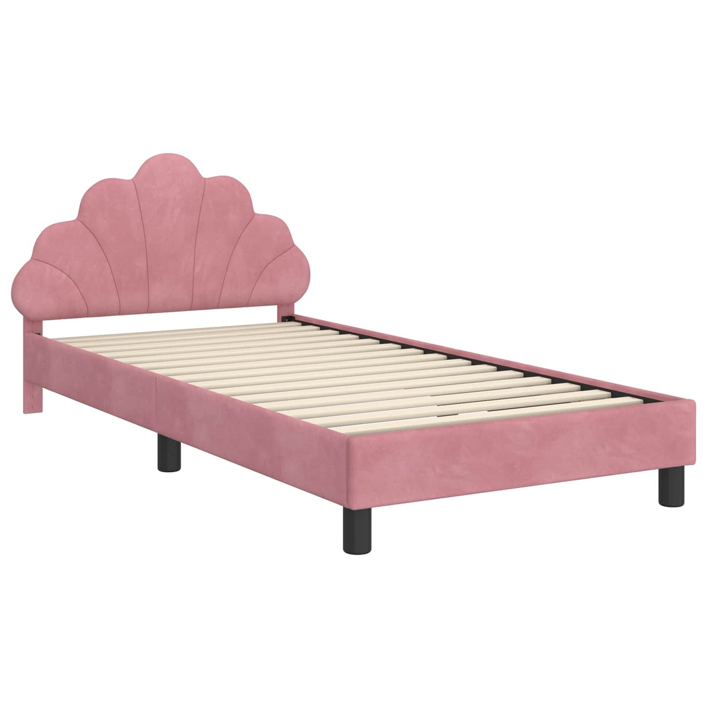 Gyerekágy kerettel fejtámlával Rózsaszín 90 x 200 cm Bársony