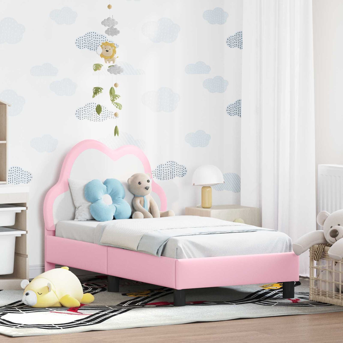 Gyerekágy keret fejtámlával Rózsaszín 70 x 140 cm PU