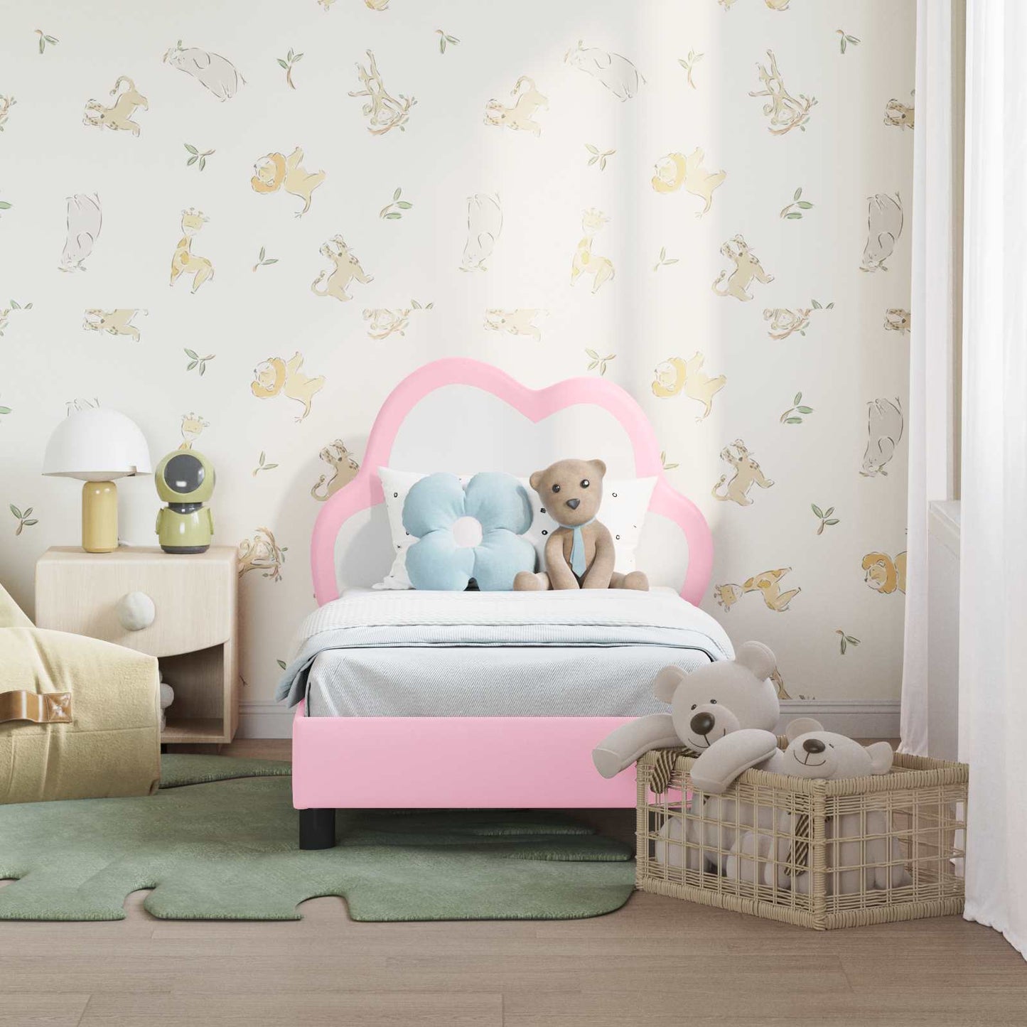 Gyerekágy keret fejtámlával Rózsaszín 70 x 140 cm PU