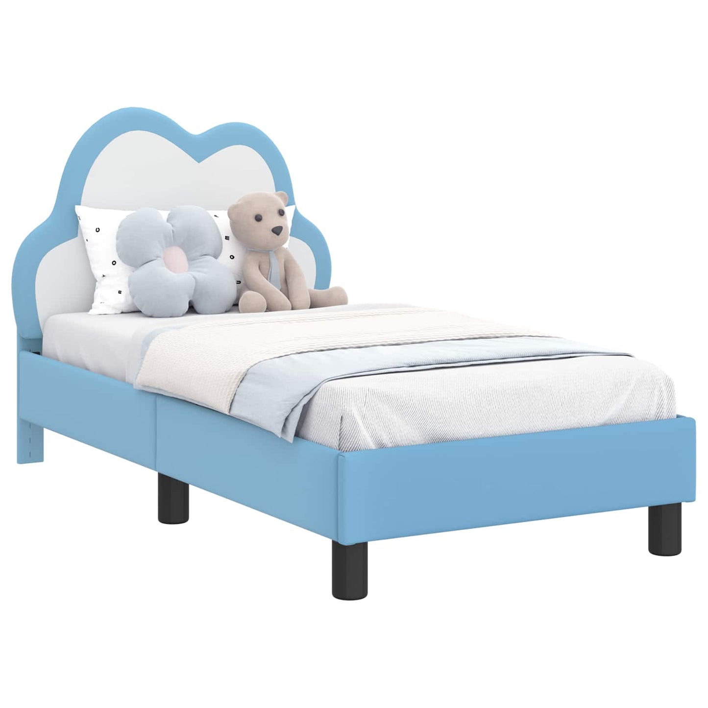 Gyerekágy keret fejtámlával Kék 70 x 140 cm PU