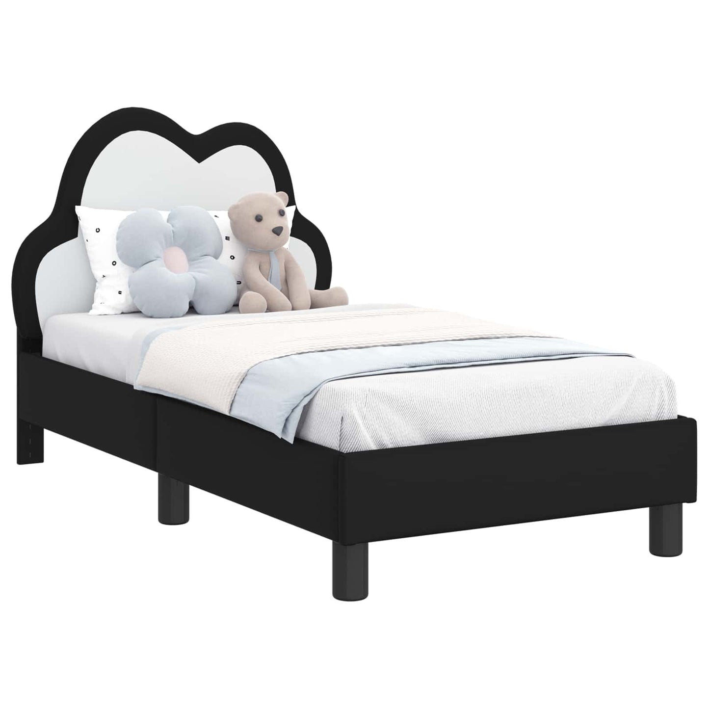 Gyerekágy keret fejtámlával Fekete 70 x 140 cm PU