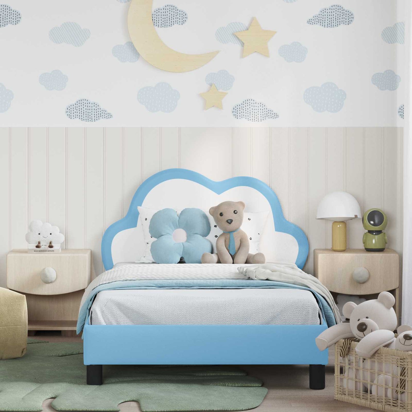 Gyerekágy kerettel Kék 90 x 190 cm PU