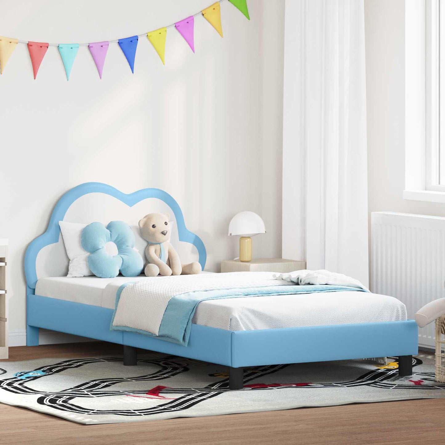 Gyerekágy kerettel Kék 90 x 200 cm PU
