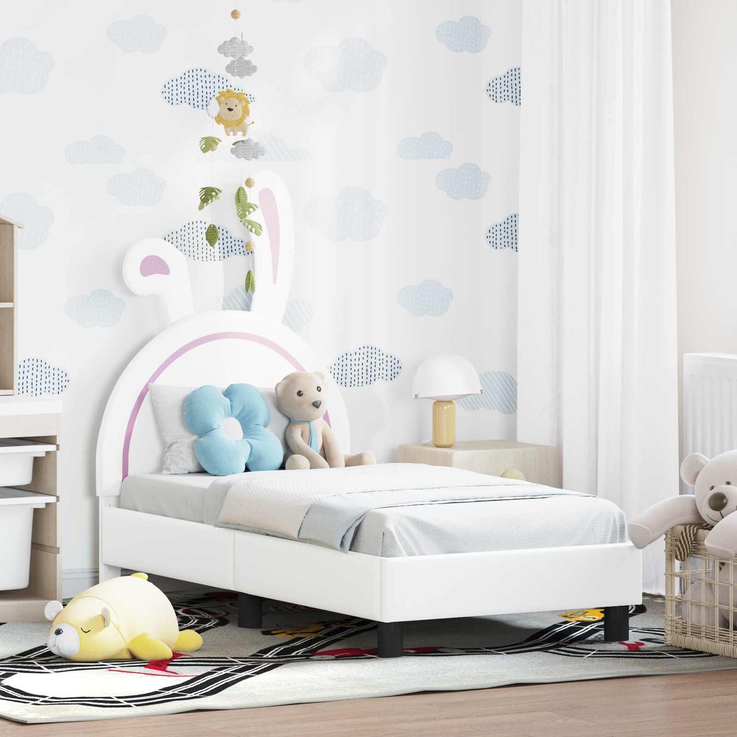 Gyerekágy keret fejtámlával Fehér 70 x 140 cm PU