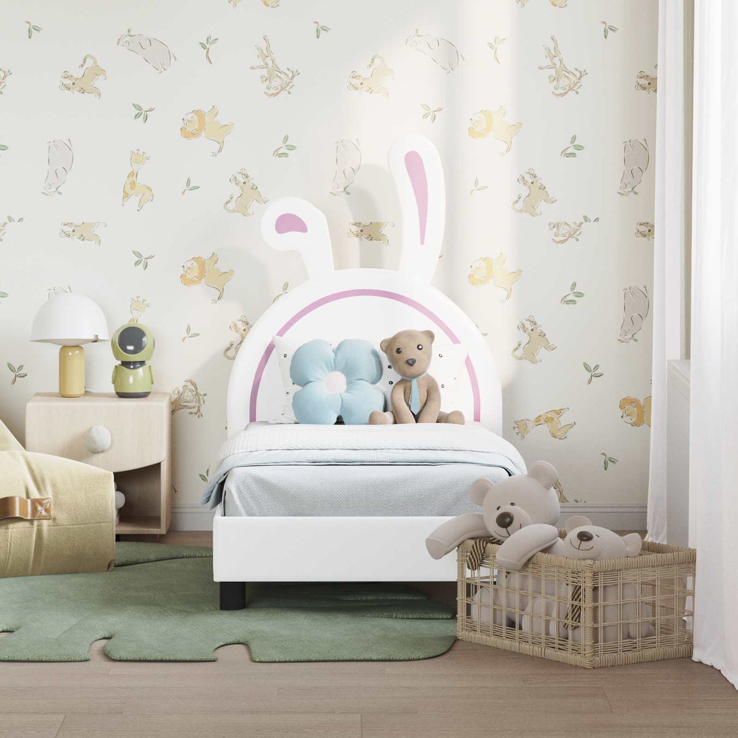 Gyerekágy keret fejtámlával Fehér 70 x 140 cm PU