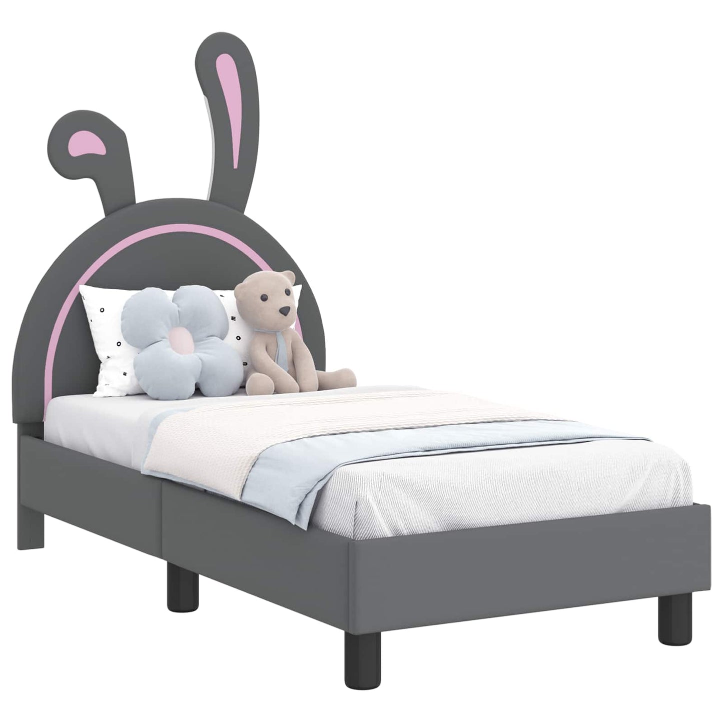 Gyerekágy keret fejtámlával Világosszürke 70 x 140 cm PU