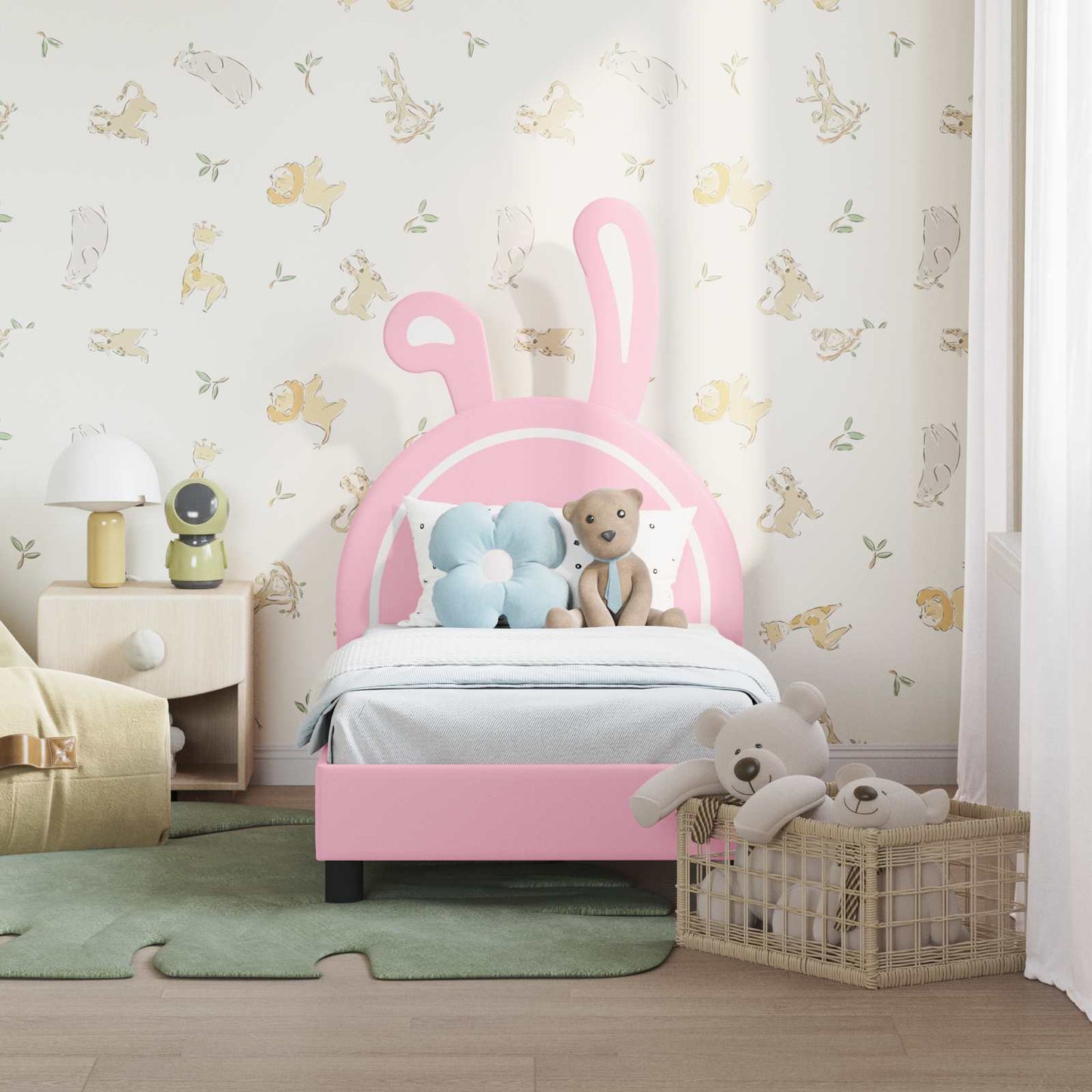 Gyerekágy keret fejtámlával Rózsaszín 70 x 140 cm PU
