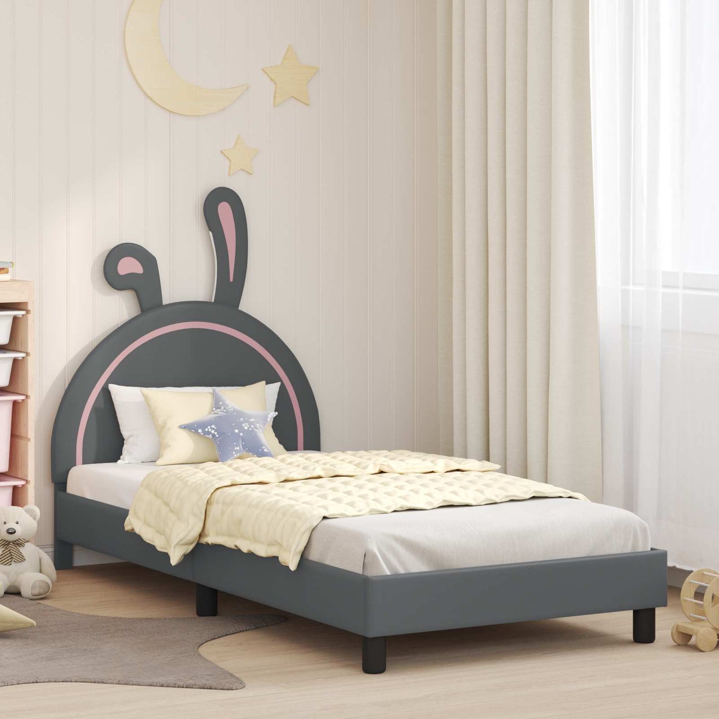 Gyerekágy kerettel Világosszürke 90 x 190 cm PU