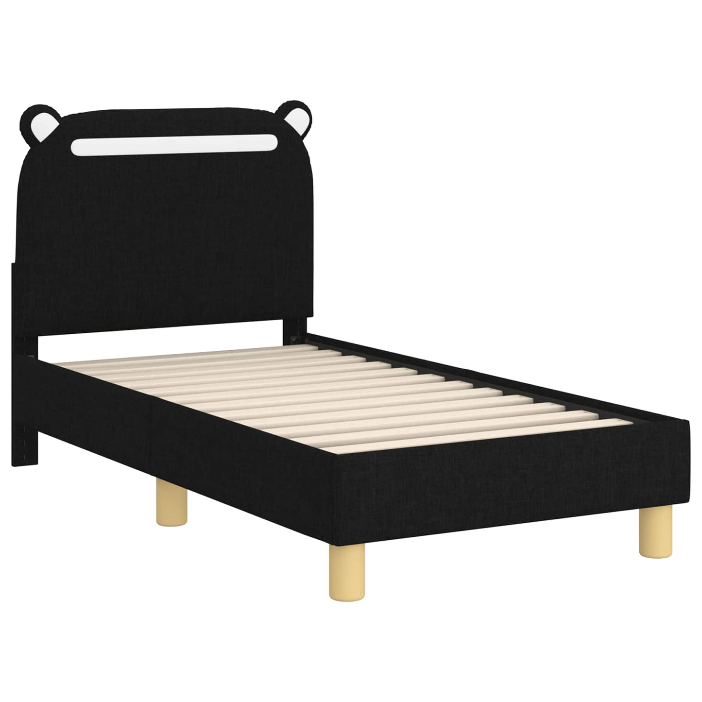 Gyerekágy keret fejtámlával Fekete 70 x 140 cm Szövet