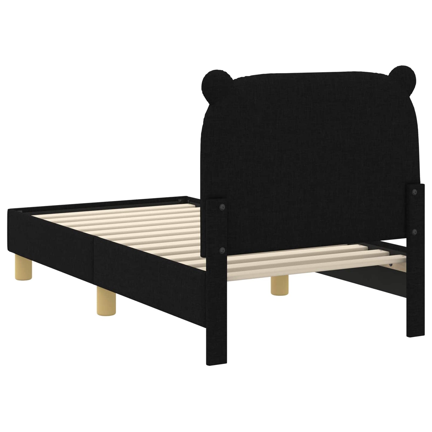 Gyerekágy keret fejtámlával Fekete 70 x 140 cm Szövet