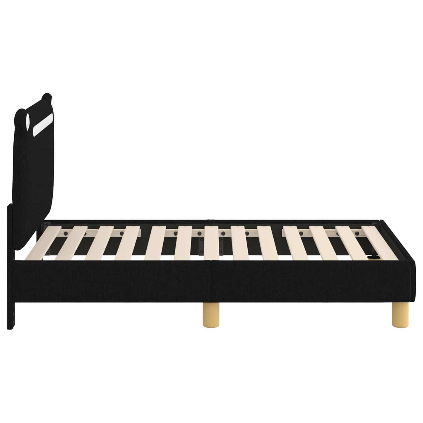 Gyerekágy keret fejtámlával Fekete 70 x 140 cm Szövet