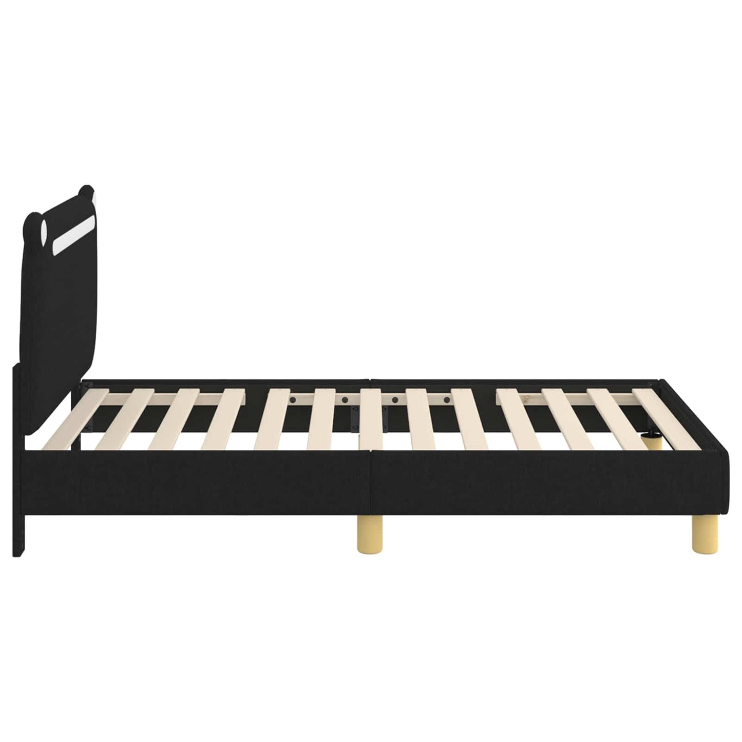 Gyerekágy kerettel fejtámlával Fekete 80 x 160 cm Szövet