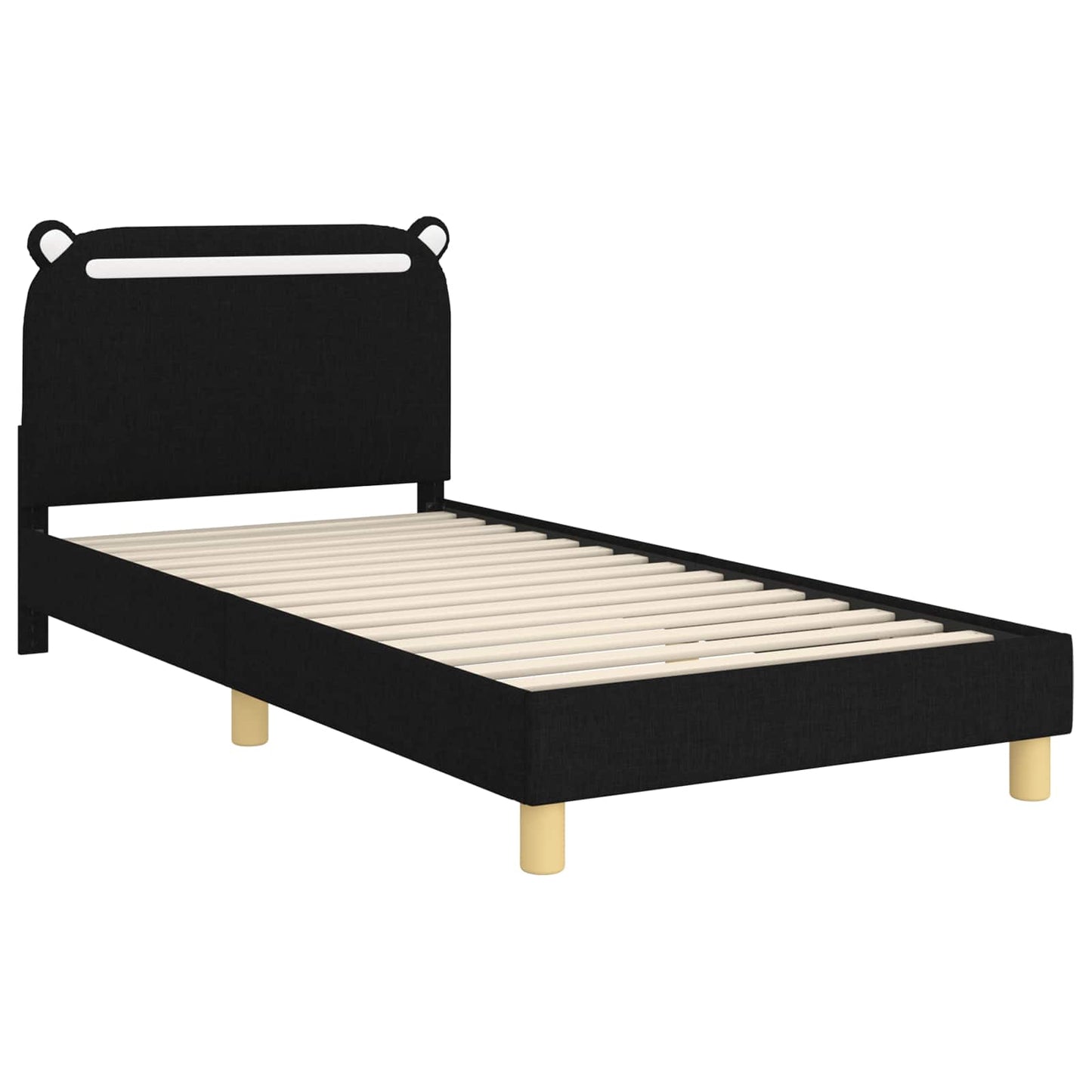 Gyerekágy kerettel fejtámlával Fekete 90 x 190 cm Szövet