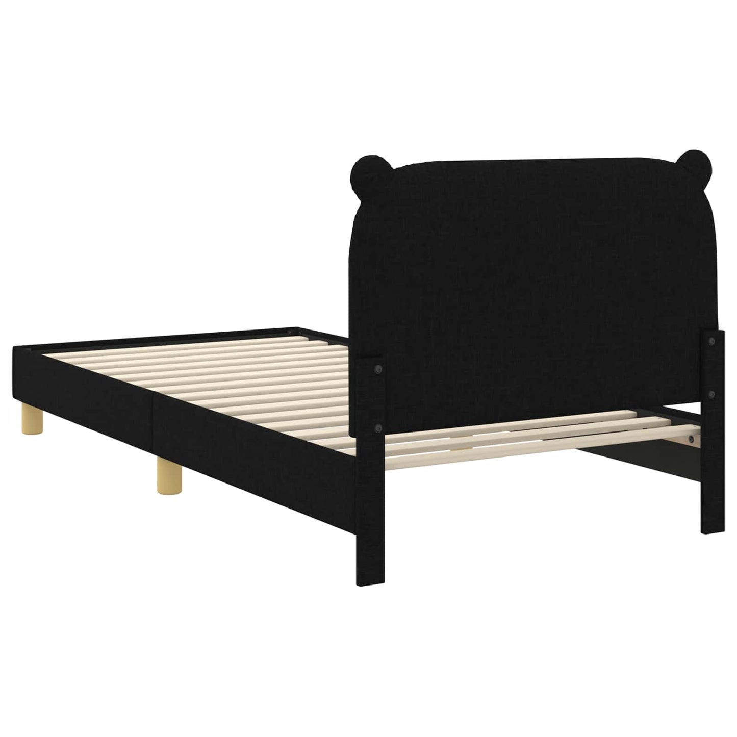 Gyerekágy kerettel fejtámlával Fekete 90 x 190 cm Szövet