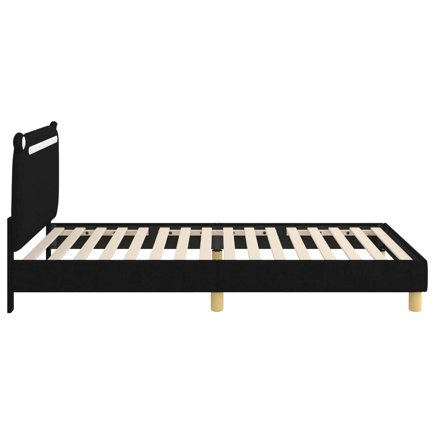 Gyerekágy kerettel fejtámlával Fekete 90 x 200 cm Szövet
