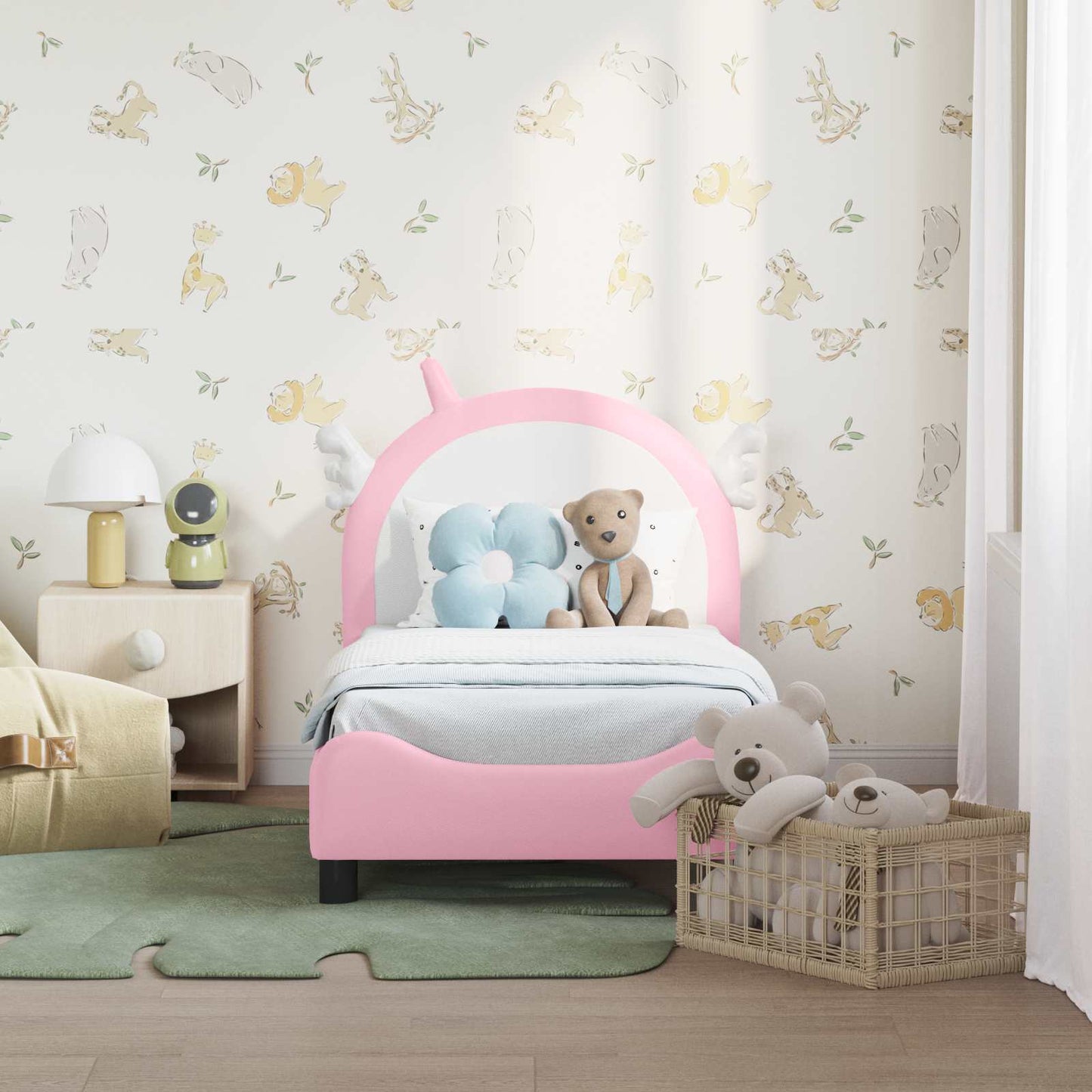 Gyerekágy keret fejtámlával Rózsaszín 70 x 140 cm PU