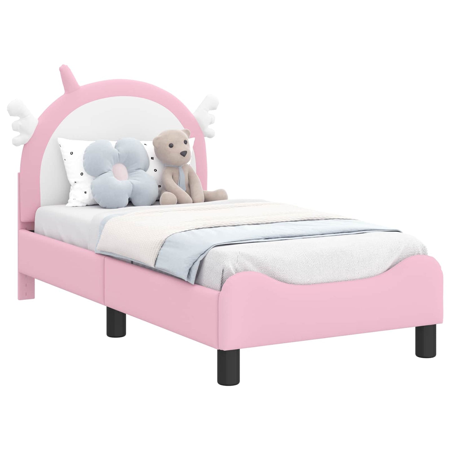 Gyerekágy keret fejtámlával Rózsaszín 70 x 140 cm PU