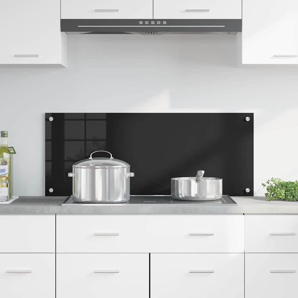 Konyhai hátfal Fekete 100 x 40 cm edzett üveg