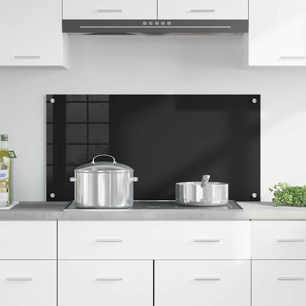 Konyhai hátfal Fekete 100 x 50 cm edzett üveg