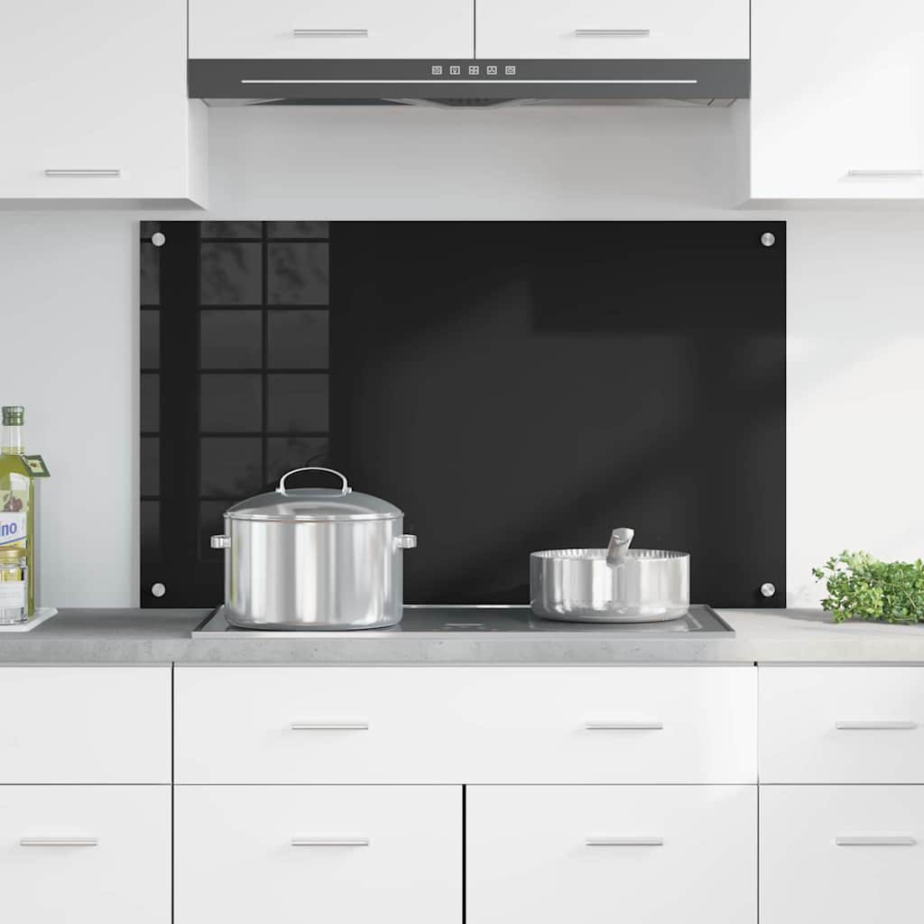 Konyhai hátfal Fekete 100 x 60 cm edzett üveg