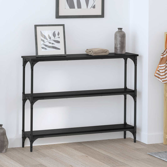 Konzolasztal polcokkal Musta tammi 100 x 22,5 x 75 cm Faanyag