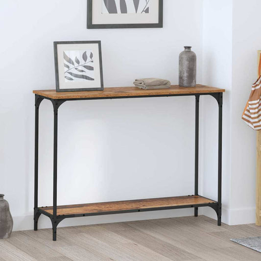 Konzolasztal polcokkal Régi fa 101 x 30.5 x 75 cm Faanyag
