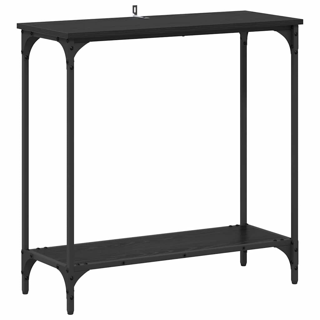 Konzolasztal polcokkal Musta tammi 75 x 30.5 x 75 cm Faanyag