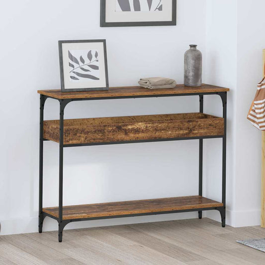 Konzolasztal polcokkal Régi fa 100 x 29 x 75 cm Faanyag