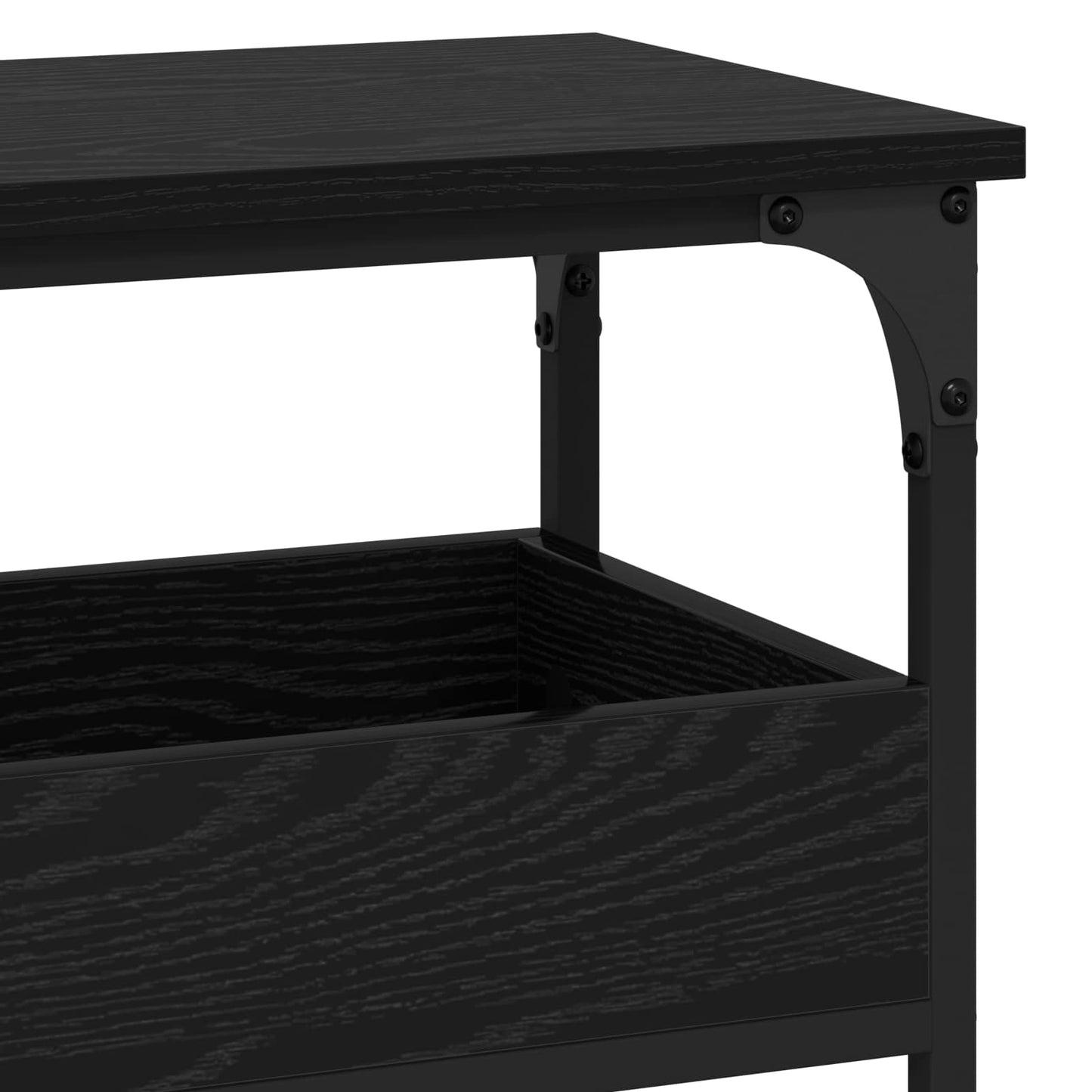 Konzolasztal polcokkal Musta tammi 100 x 29 x 75 cm Faanyag