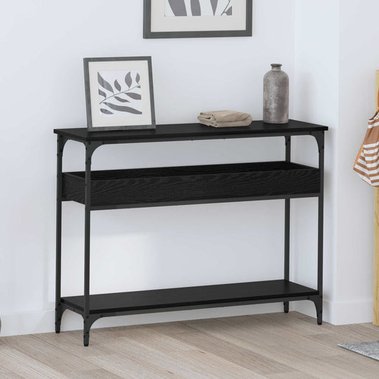 Konzolasztal polcokkal Musta tammi 100 x 29 x 75 cm Faanyag