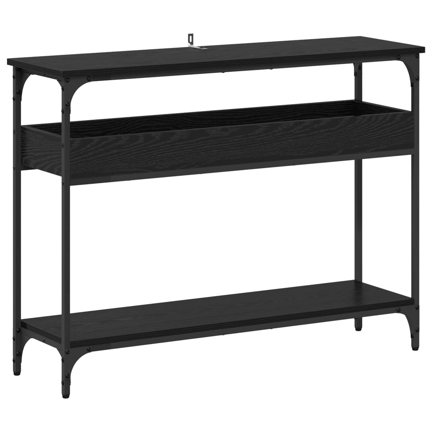 Konzolasztal polcokkal Musta tammi 100 x 29 x 75 cm Faanyag
