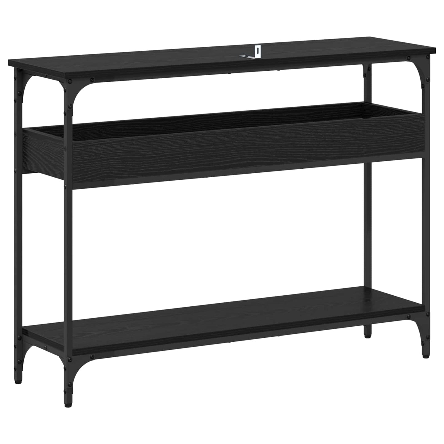 Konzolasztal polcokkal Musta tammi 100 x 29 x 75 cm Faanyag