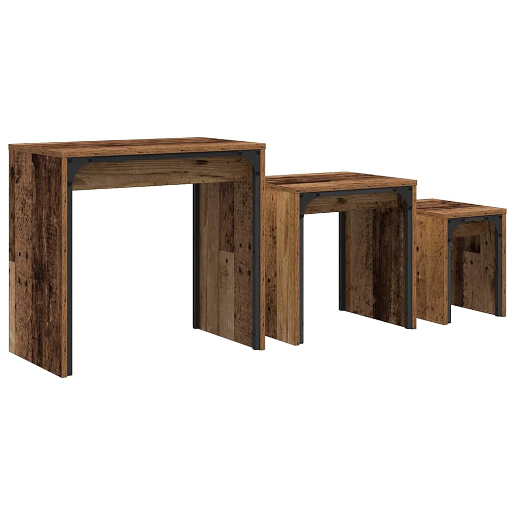 Dohányzóasztal 3 pcs Öreg fa 60 x 35 x 56 cm Szerelt fa