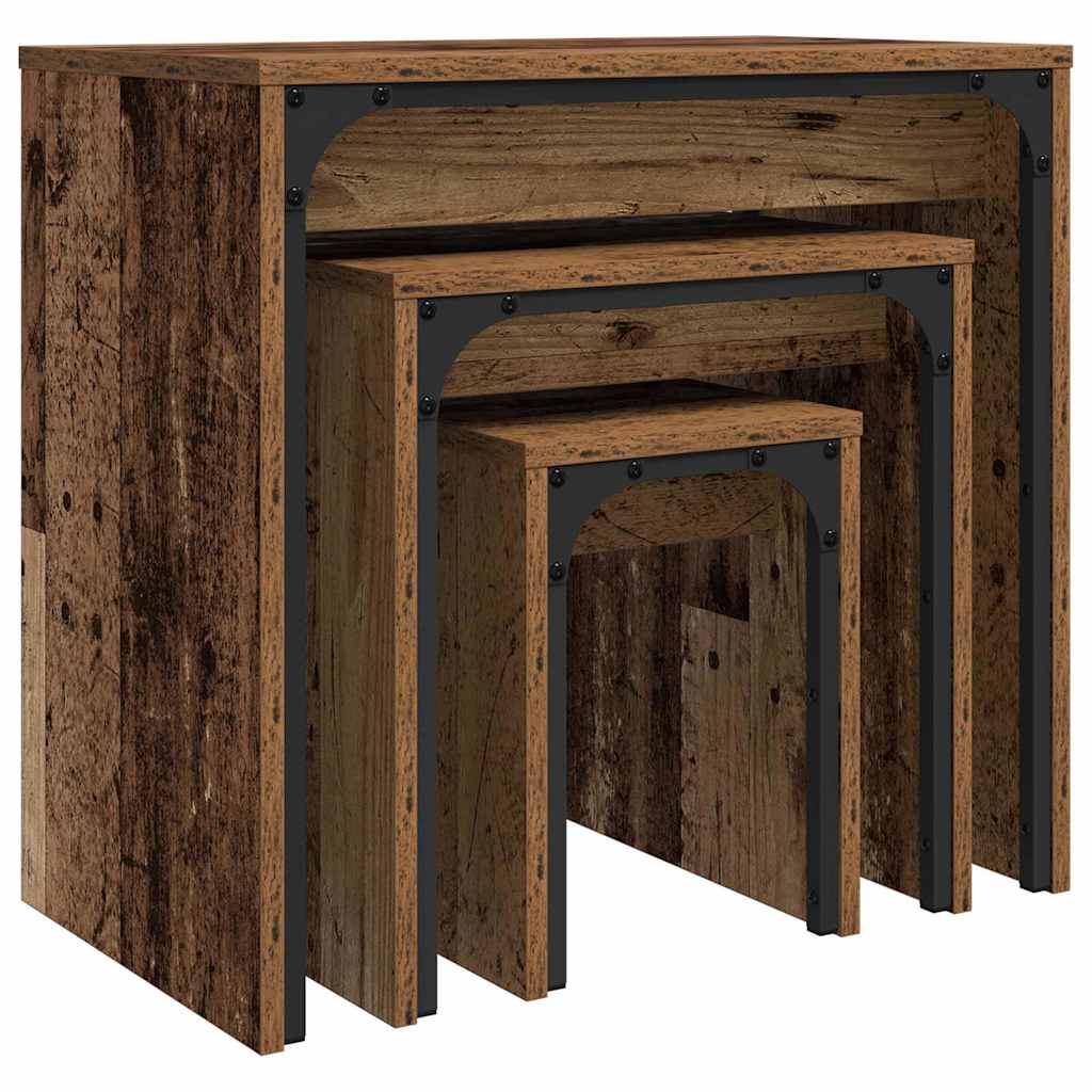 Dohányzóasztal 3 pcs Öreg fa 60 x 35 x 56 cm Szerelt fa