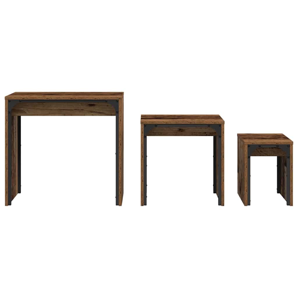 Dohányzóasztal 3 pcs Öreg fa 60 x 35 x 56 cm Szerelt fa