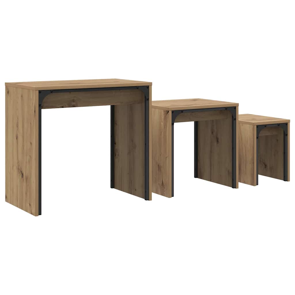 Dohányzóasztal 3 pcs Artisan tölgy 60 x 35 x 56 cm Szerelt fa