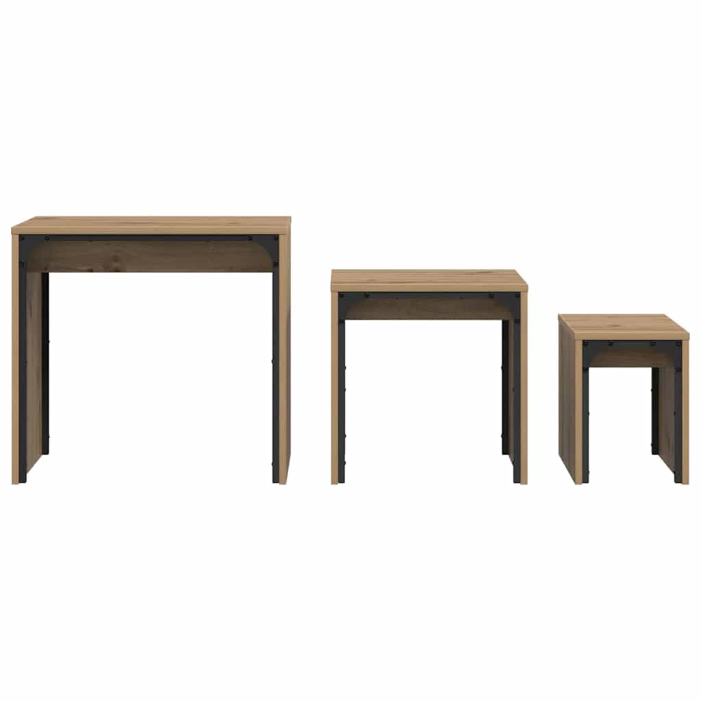 Dohányzóasztal 3 pcs Artisan tölgy 60 x 35 x 56 cm Szerelt fa